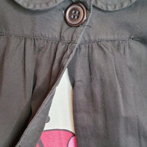 Roxy 3/4 Bell Sleeve Round Collar Button Accent Black Twill Jacket Womens Medium - Picture 2 of 8